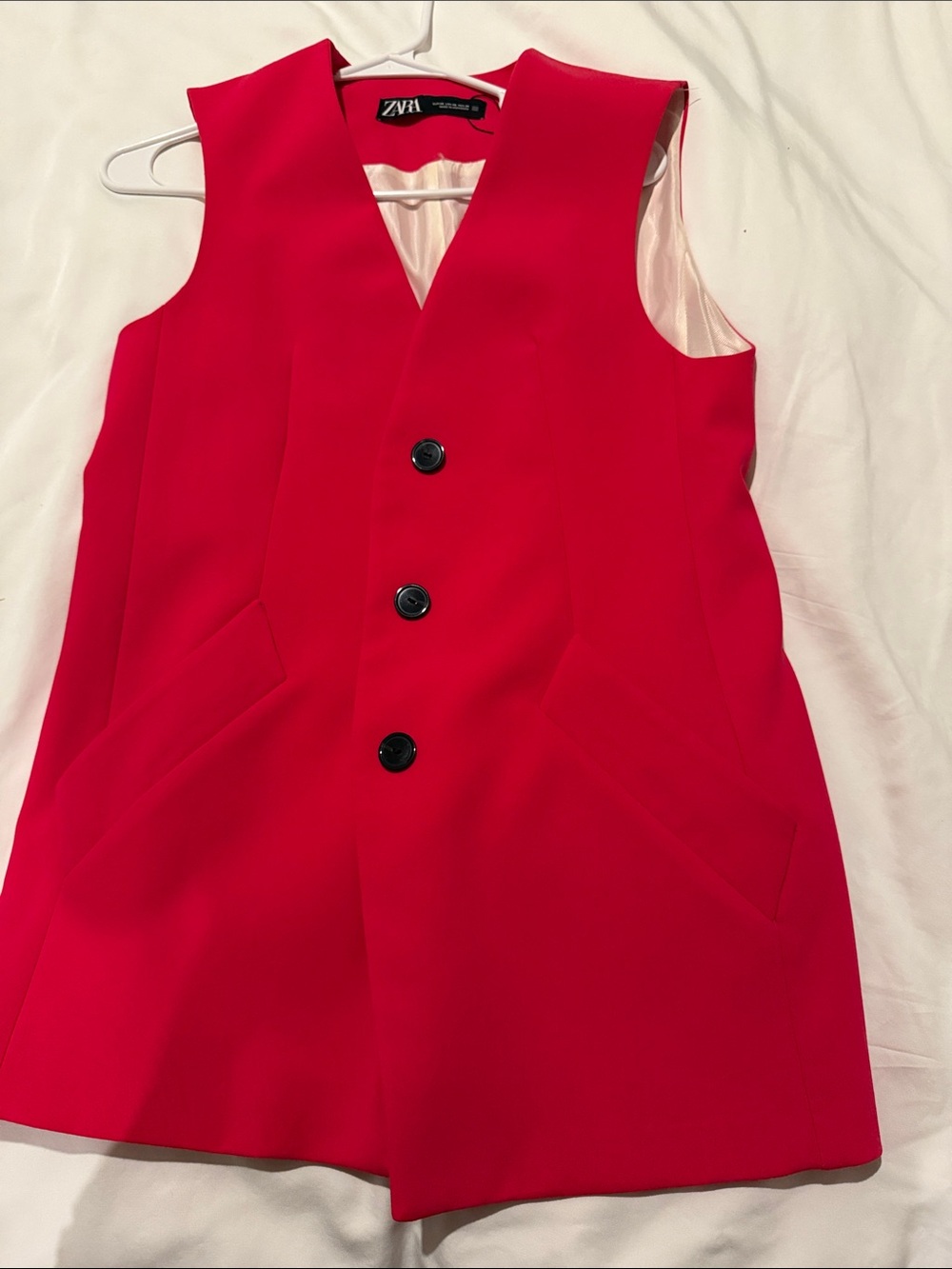 Zara Bold Red Sleeveless Button Vest